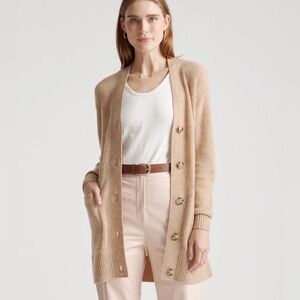 Baby Alpaca-Wool Oversized Cardigan Camel